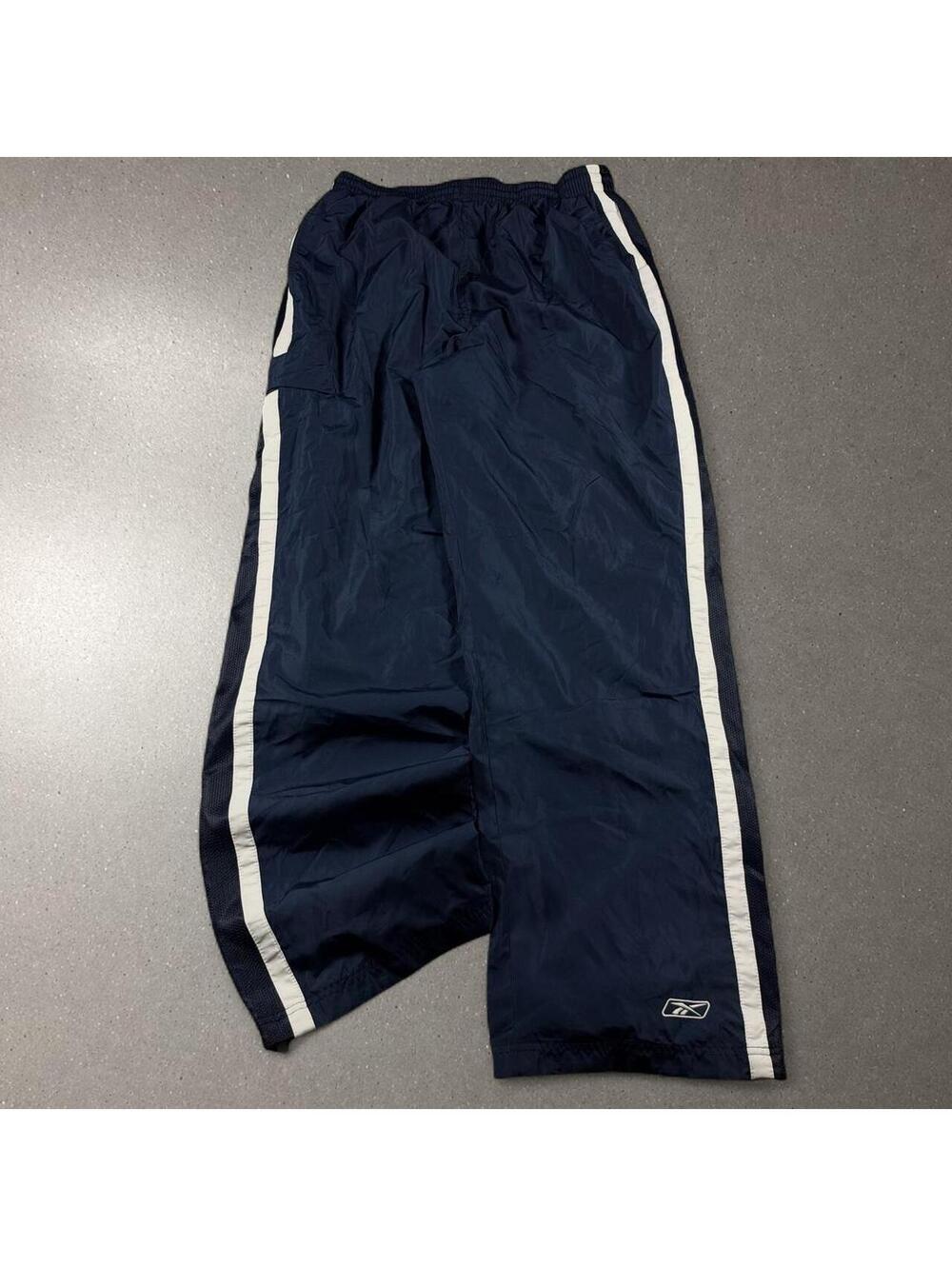 Y2K Reebok Navy Blue Baggy Track Pants - Men's Large!